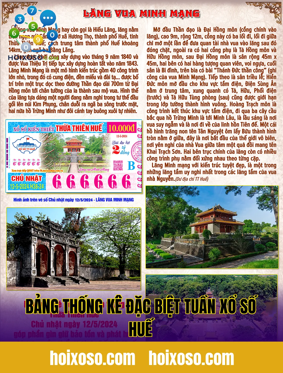 Bảng thống kê đặc biệt tuần xổ số Huế