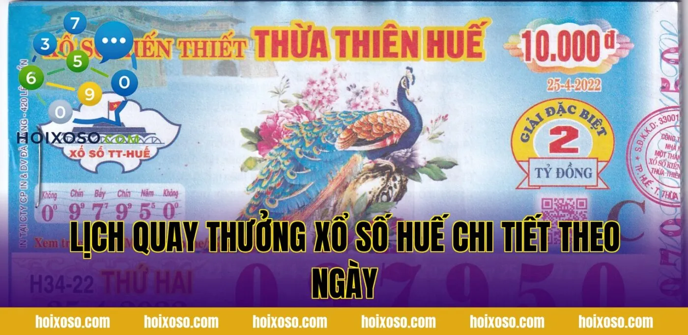 Lịch quay thưởng xổ số Huế chi tiết theo ngày