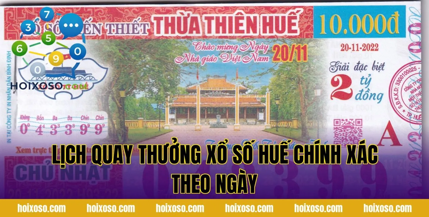 Lịch quay thưởng xổ số Huế chính xác theo ngày