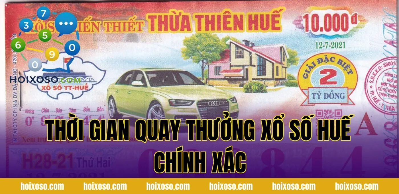 Thời gian quay thưởng xổ số Huế chính xác